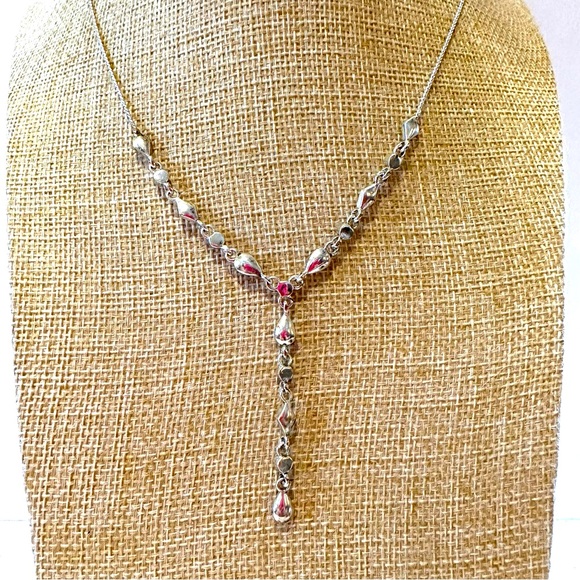 Avon Necklace Lariat style silver tone with clear rhinestones - Picture 9 of 11